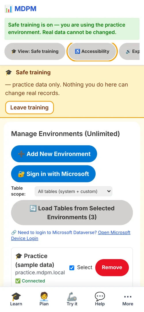 Safe training with practice data